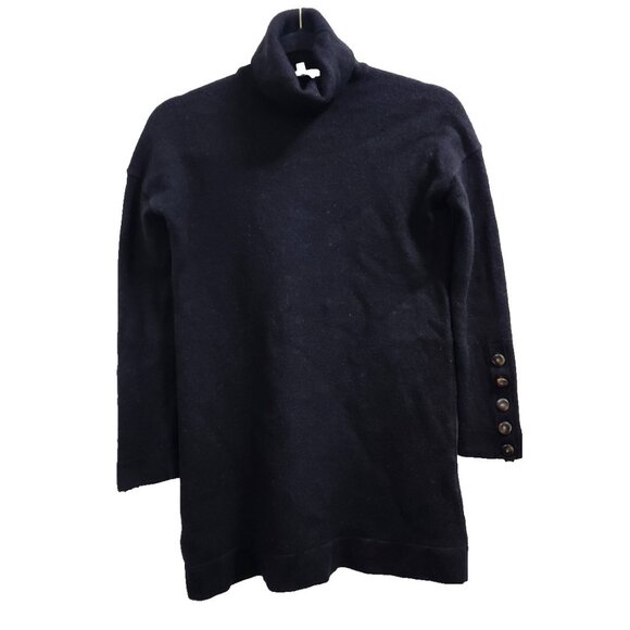 Sézane La Maille Merino Wool Turtleneck Sweater Dress Black Long Sleeve ButtonXS - Picture 4 of 16